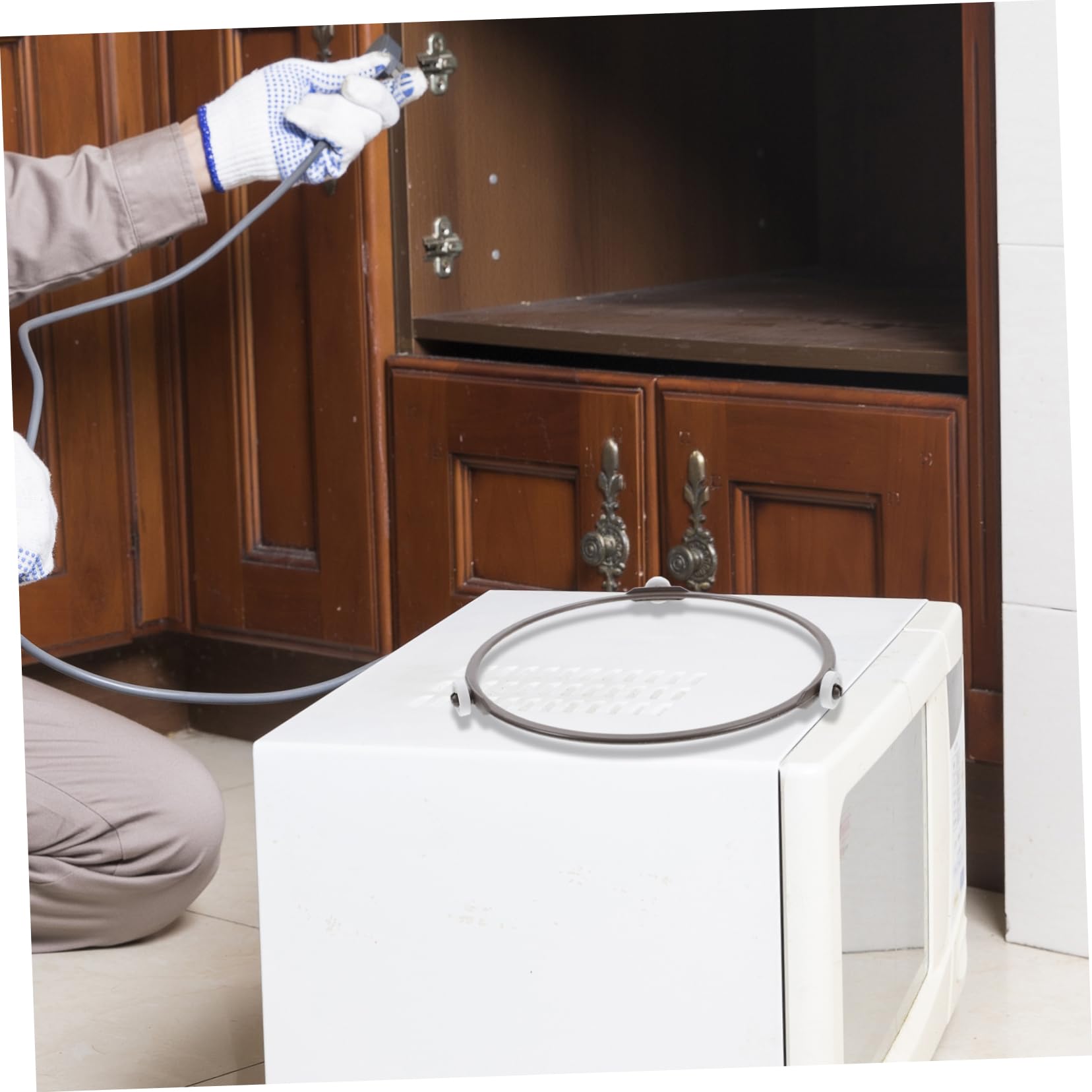 OFFSCH 2pcs Turntable Holder with Wheels for Microwave Oven and Lightweight Oven for Efficient Food Heating