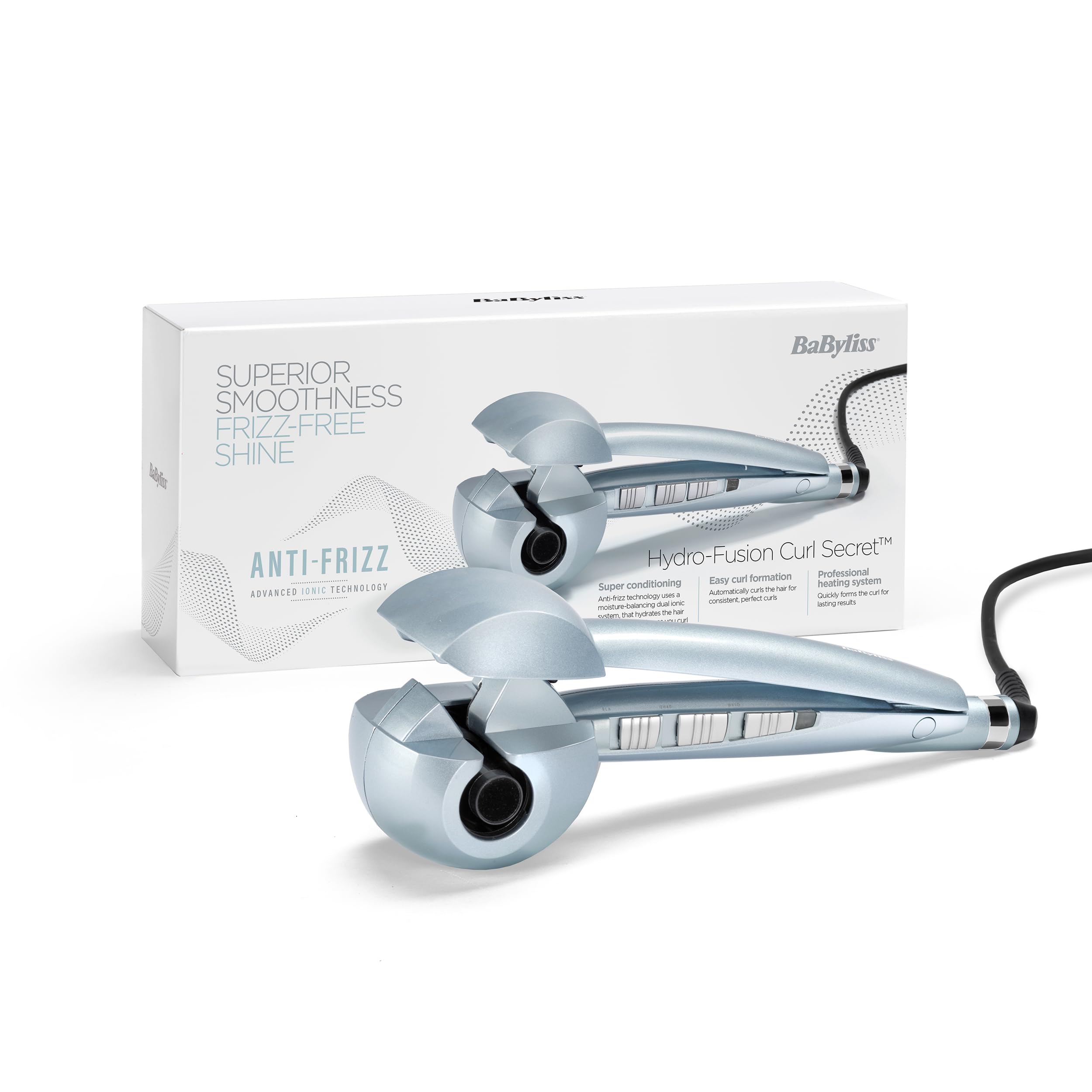 BaByliss - C1700E - Boucleur automatique Curl Secret Hydro-Fusion -Pour des boucles définies sans effort – Fonction ionique anti-frizz – 3 sens de rotation – Tous types de cheveux