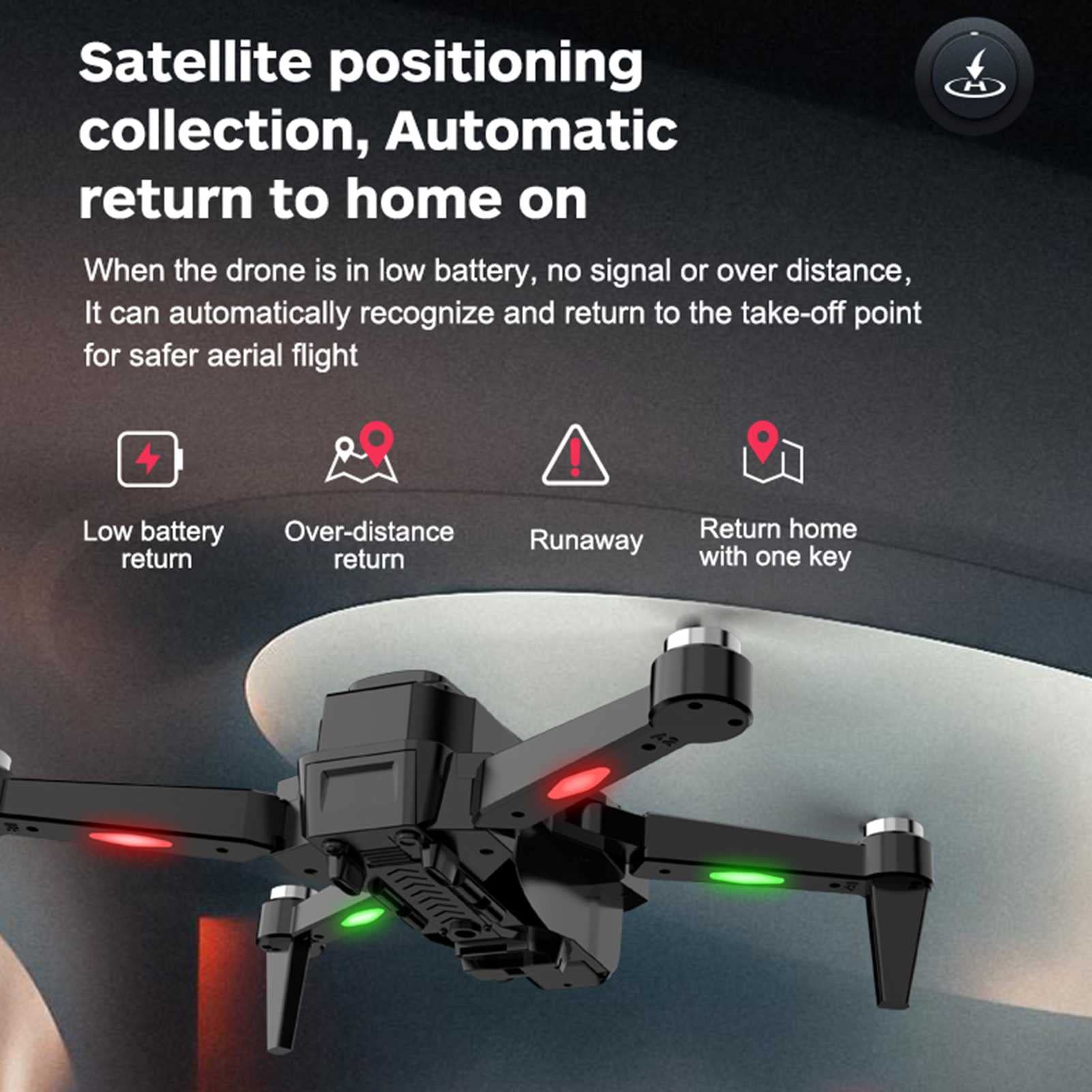 Bezszczotkowy dron z kamerą dla dorosłych 4K Gestures Selfie Fixed-Point Surround Auto Follow GPS Positioning Optical Flow Positioning Dual Camera Switch (Black 1 BATTERY)