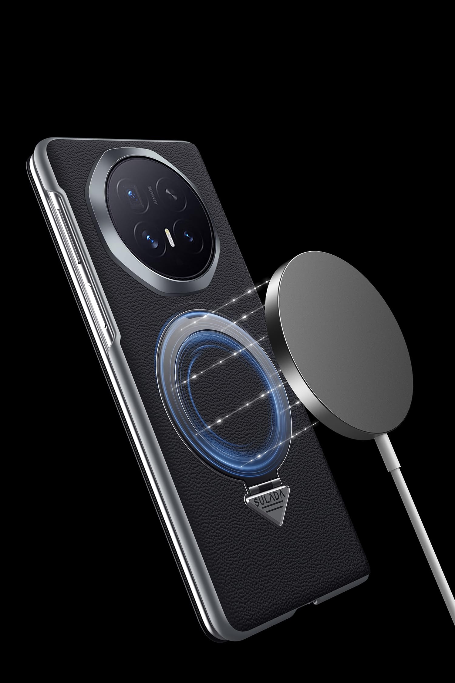 Etui do Honor Magic V6, magnetyczne etui na telefon komórkowy z klapką ze stojakiem i systemem Smart Windows, kompatybilne z Honor Magic V6, czarne