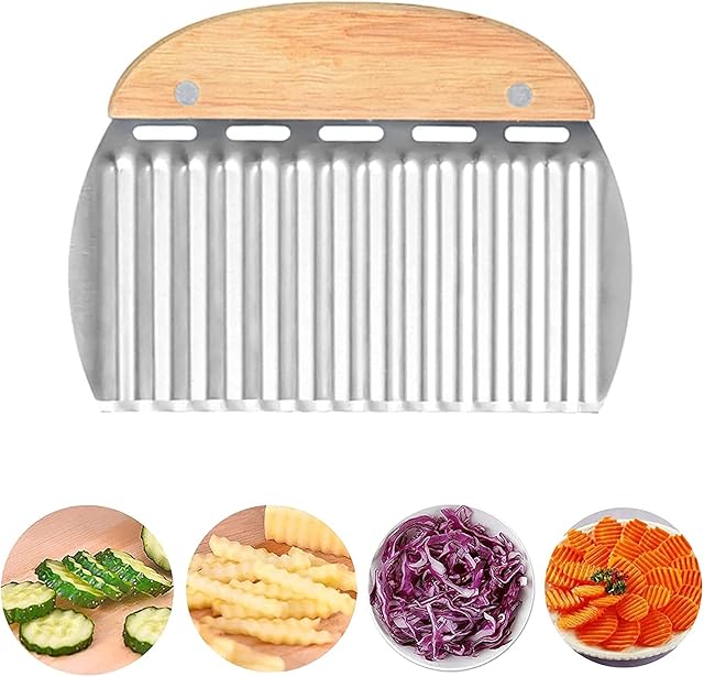 Rpanle Stainless Steel Wave Cutter, Wave Knife Potato Cutter for Potatoes, Crinkle, Fries and Fruit, Vegetable Blade with Wavy Edge for Vegetables, Potatoes, Onions