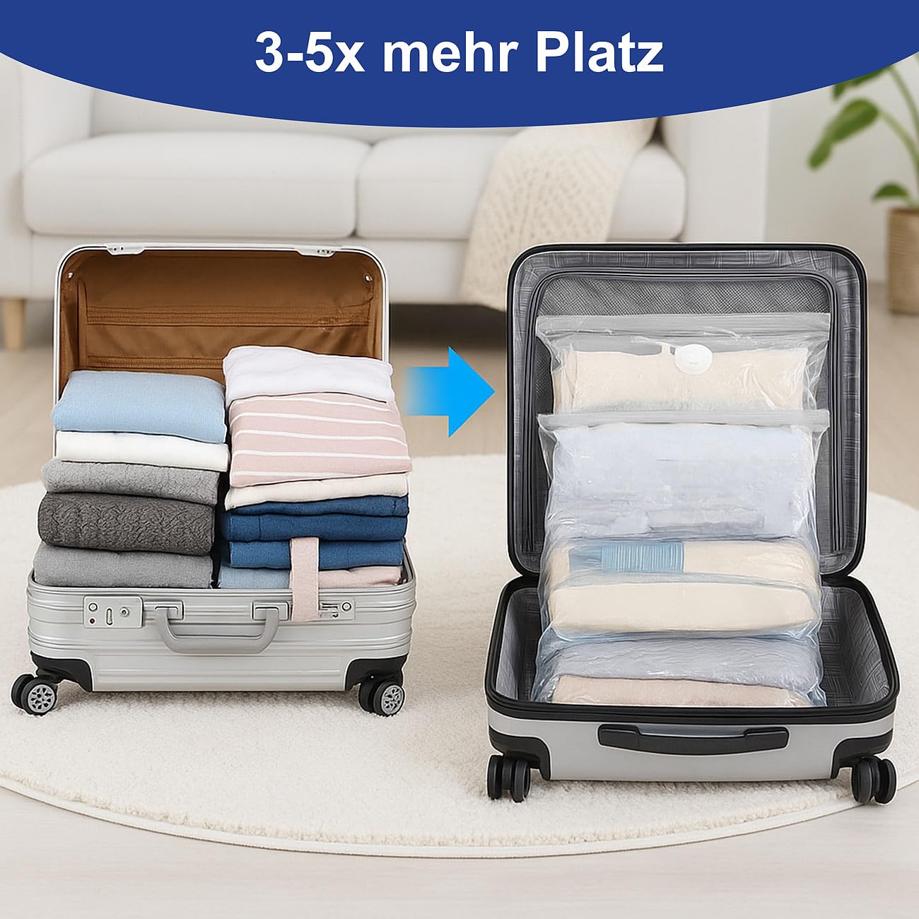 PEARL Vakuumbeutel Klamotten: 60er-Set Vakuumbeutel für Kleidung, wiederverw. 60 Beutel, 5 Größen (Aufbewahrung, für Textilien, Mini)