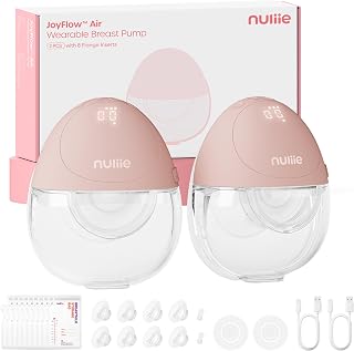 Nuliie JoyFlow Air Milchpumpe Elektrisch Freihändig, schlank & kompakt für effizientes Abpumpen, tragbare Milchpumpe mit 3 Modi & 12 Stufen, 27 mm Flansch mit 15/18/21/24 mm Einsätzen (2 Packs, Rosa)