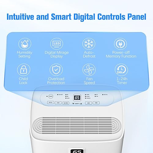 Miniatura 3 de DEVERSE Deshumidificador Energy Star de 80 pintas para el hogar, dormitorio, sótano, cobertura de 5000 pies cuadrados, con manguera de drenaje,
