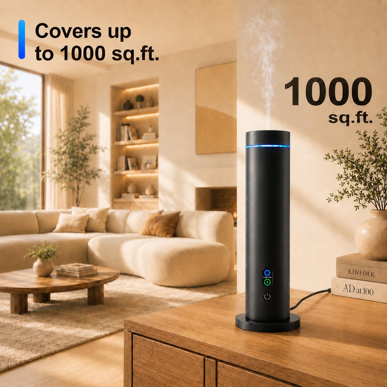 Maromalife Difusor sin agua, cobertura de 1000 pies cuadrados, difusor de aceite esencial con control remoto, modo de niebla ajustable, difusor de aromaterapia con luces de estado de ánimo, color