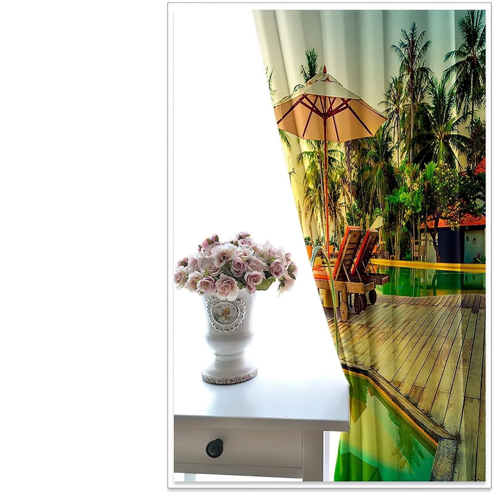 Zasłona okienna do sypialni, żółta zielona zasłona zaciemniająca do domu wakacyjnego i basenowego 132L x 229H CM Zestaw 2 szt