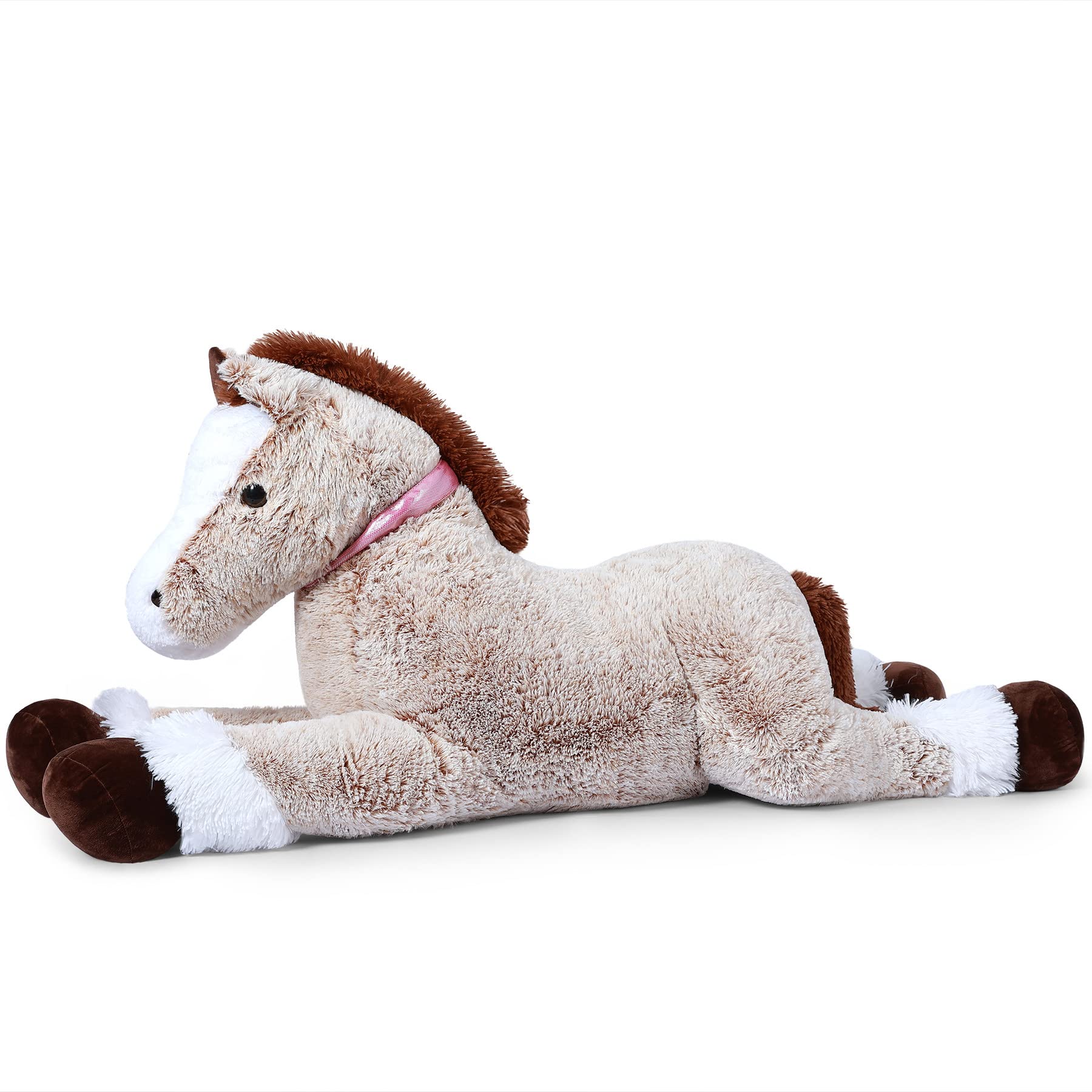 SNOWOLF 120cm Kuscheltier Pferd XXL Flauschiges Stofftier Pony Plüschpferd Pferde Spielzeug Geschenk für Kinder Geburtstag Weihnachten Schlafbegleiter