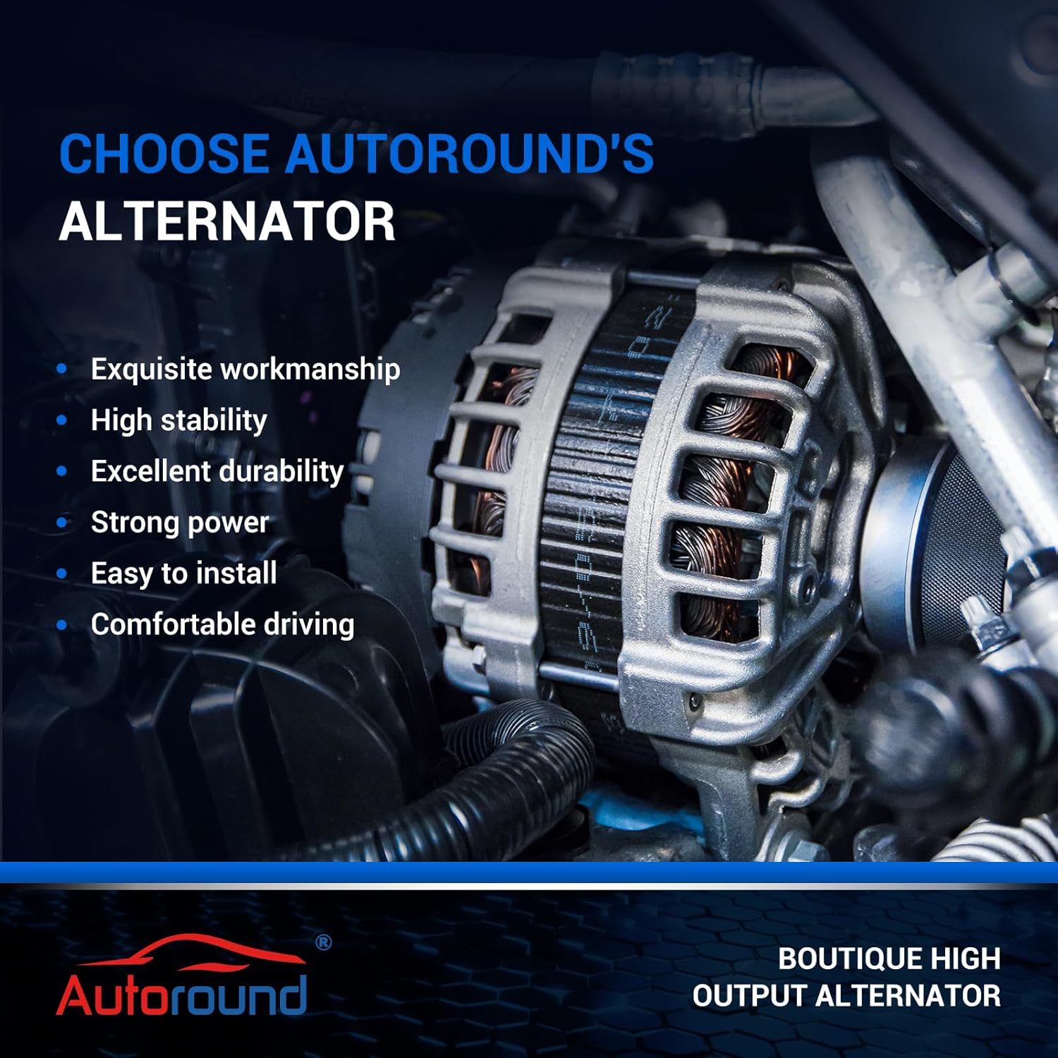 Autoround 3730025201 Alternator Fit for Hyundai Sonata 06-10, Kia Optima Magentis 06-10, Forte & Forte Koup 10-13, Forte5 12-13, Rondo 07-12, L4 2.0L 2.4L, 12V 110Amp CW 6-Groove Pulley