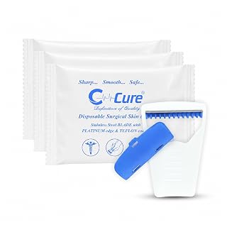 Disposable Razor For Men Pack of 3 | Surgical Skin Blade Use And Throw Shaving Razor With Safety Cap | Manual Beard And Face Grooming | Travel Friendly Stainless Steel Blade | ISO, CE Approved