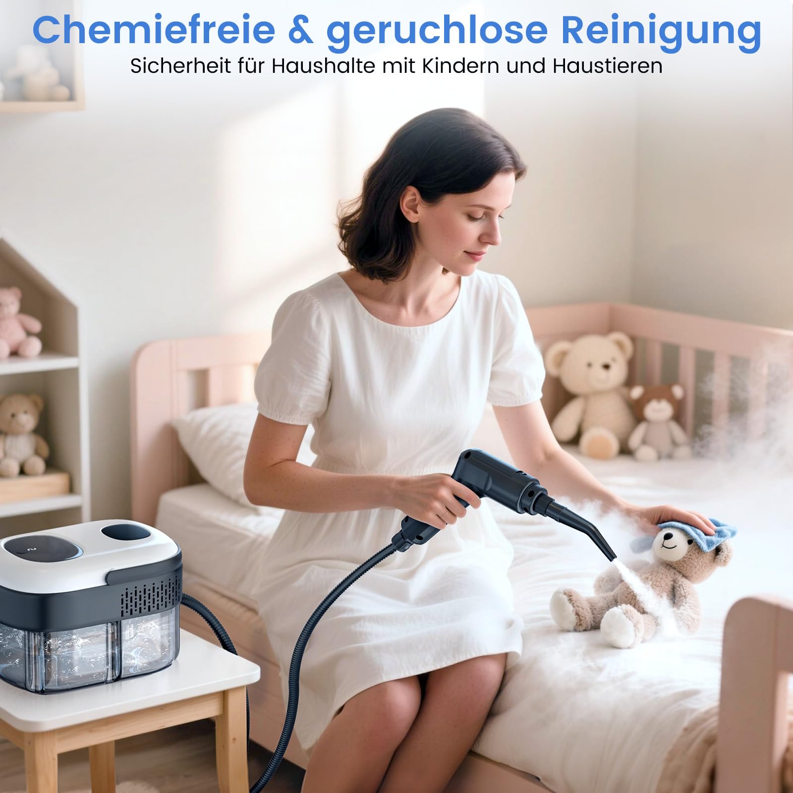 Granarbol 2500W Profi Hochdruck Dampfreiniger Handgerät für alles,15s Heizung 1.4L Handdampfreiniger,mit 18 PCS Reinigungsset und Verlängerungsstange,für Boden Polstermöbel Auto Bad Fenster,Entfetten