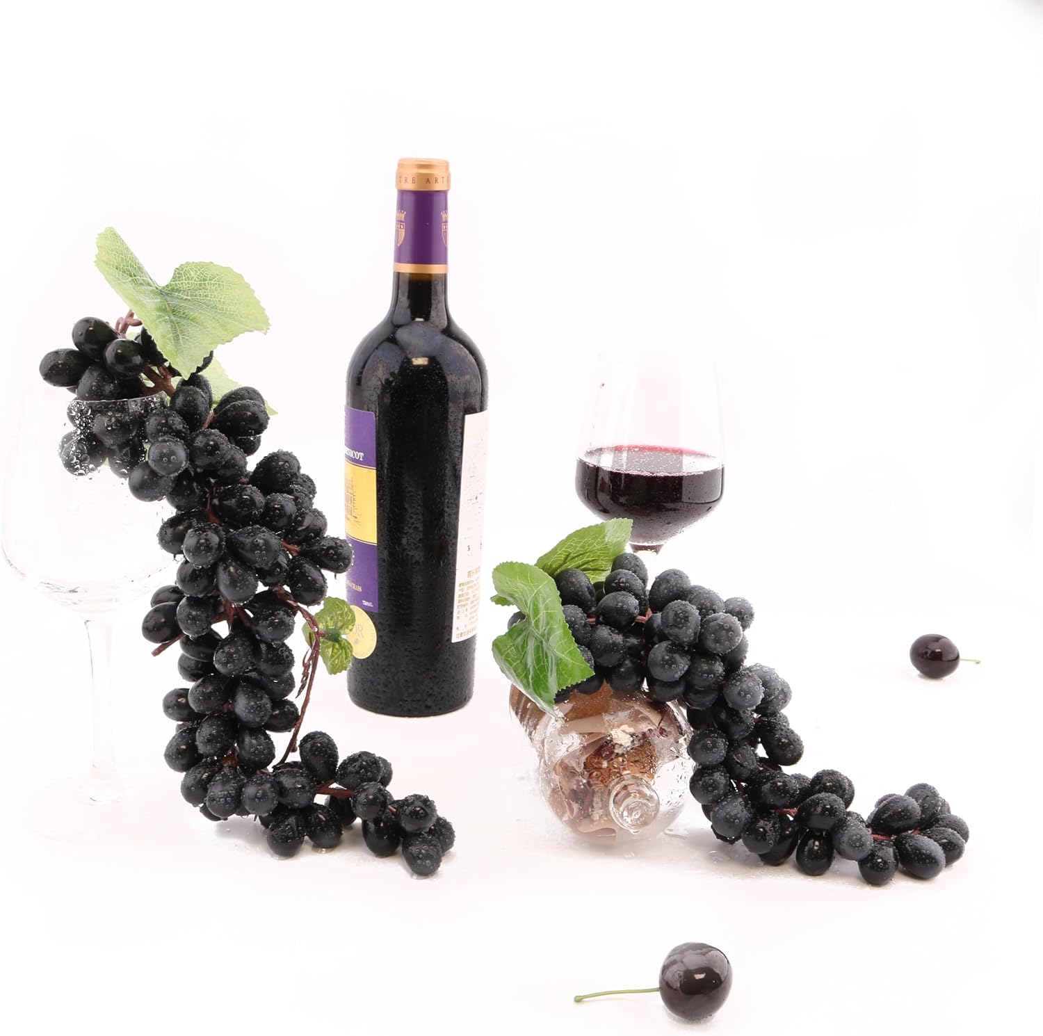 2PCS Black Realistic Grape Simulation Grape Fruit Fake Grape String Home Aesthetic Creative Design, Garden Vine Decoration, Fruit Shop Teaching Enlightenment Shooting Props (85 Grains) image 4