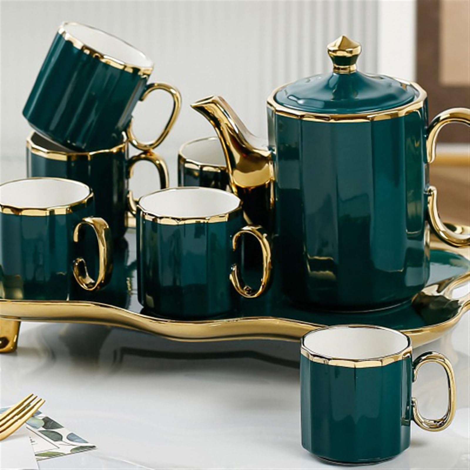 Picie 8-częściowy zestaw ceramicznych kubków na wodę i czajniczków do domu