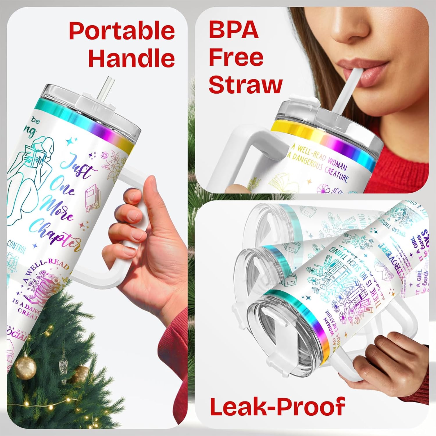 34HD Book Lover Tumbler 40oz with Handle and Straw, Engraved Introvert Girl Loves Books Vacuum Insulated Coffee Cup, Bookworm Bookish Gift Items, Birthday Present to, Readers, Librarian & Booknerds - Image 6