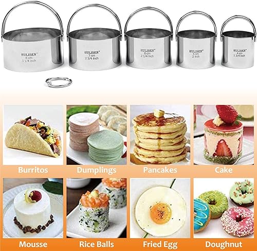 Miniatura 3 de HULISEN Juego de cortadores de galletas de acero inoxidable, alfombrilla de silicona, raspador de pastelería y licuadora, resistente y de larga