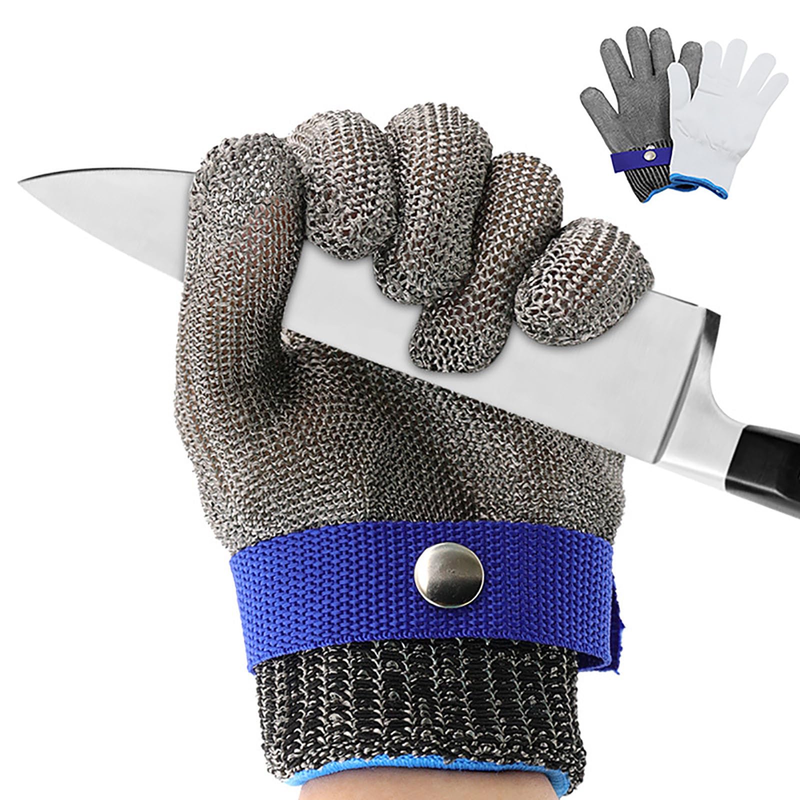 5 Juegos De Guantes Resistentes A Cortes, Guantes Resistentes A Cortes De Malla De Acero Inoxidable De 5 Niveles De ProteccióN, Carpinteros, Descascaradores De Ostras,L