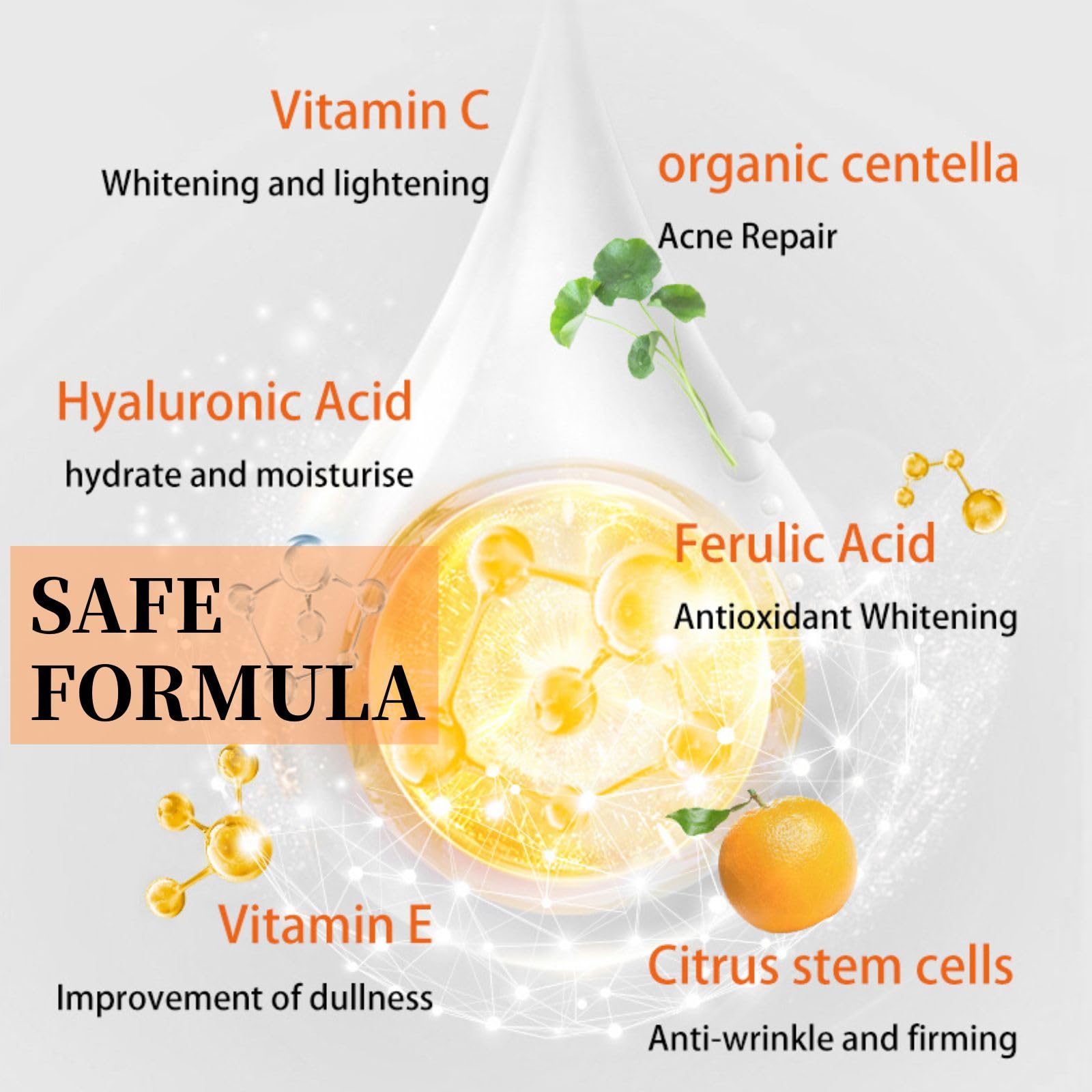 20% Vitamin C Serum Face, Korean Skincare with Hyaluronic Acid ...