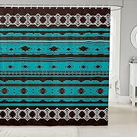 Vista 24 de Cortina de baño azteca de 72 pulgadas de ancho x 72 pulgadas de largo, cortina de ducha étnica tribal con flechas occidentales, juego de cortina