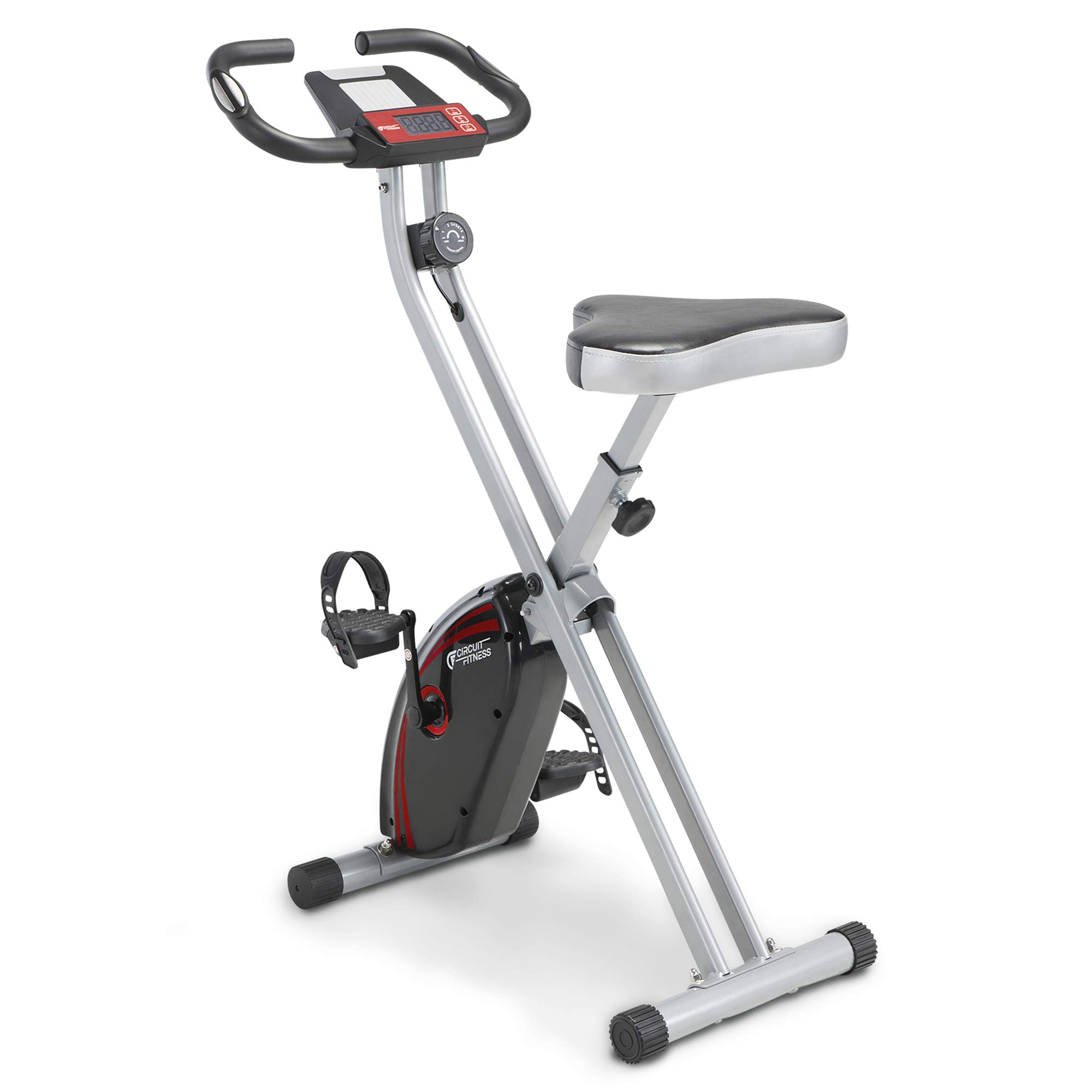 Photo 1 of **used item, incomplete, parts only**
CIRCUIT FITNESS Circuit Fitness Folding Upright Exercise Bike with Adjustable Resistance 250 lb. Max. Capacity AMZ-150BK