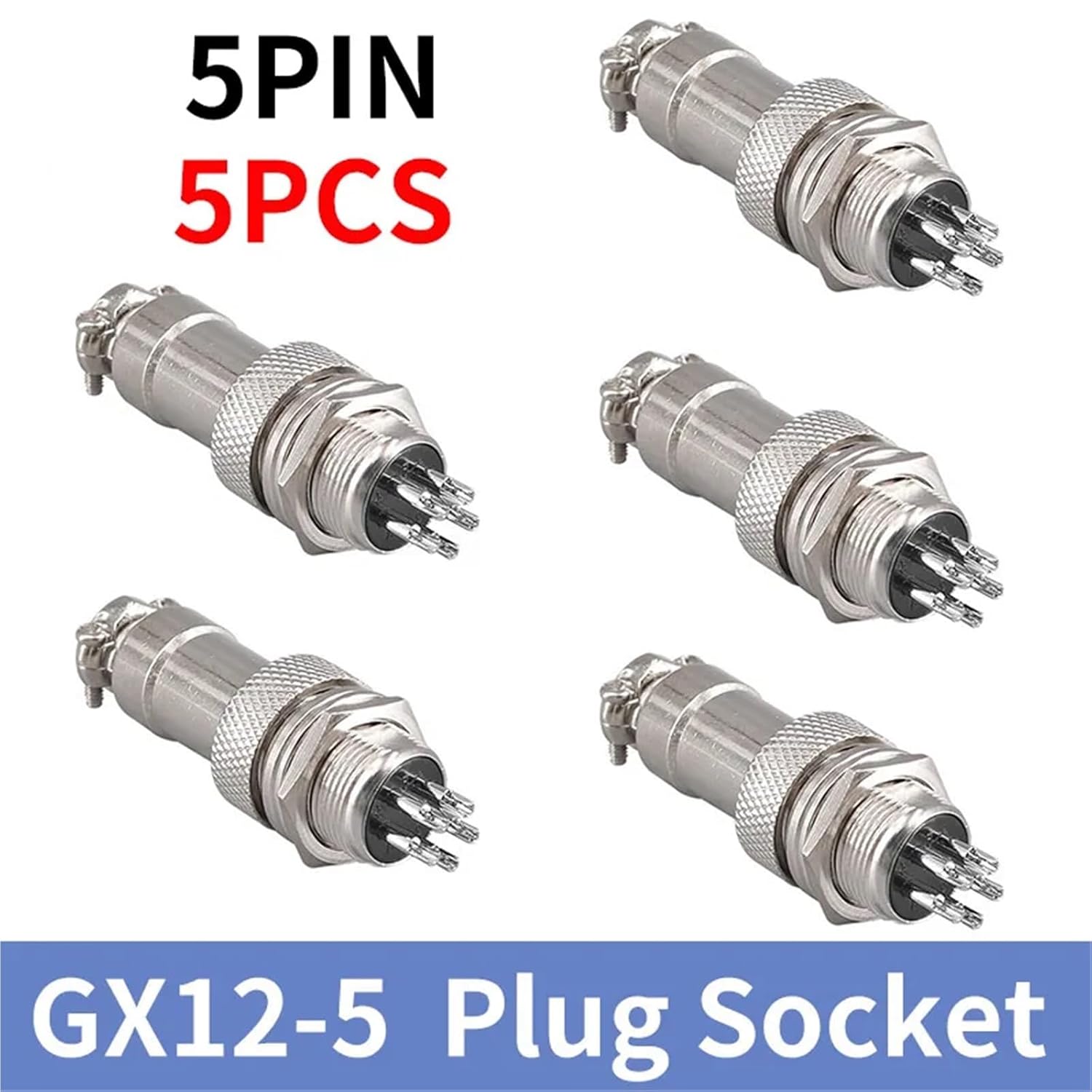 5PCS GX12 4pin Female Socket 12mm Connector 2pin3Pin5Pin6Pin7 Quick Connectors(5pin 5pcs)