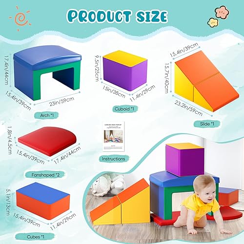 Miniatura 112 de Lischwert Bloques de escalada de espuma, juguetes de escalada suaves para niños pequeños, juego de espuma de 9 piezas para gatear y escalar con Verde