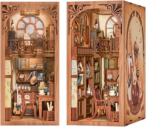 CUTEBEE Kit de rincón de libros para bricolaje, casa de muñecas, estantería de estantería decorativa callejón, kit de creatividad de construcción