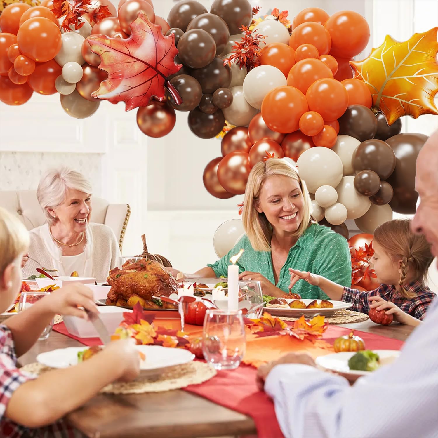 Fall Thanksgiving Balloon Garland Arch Kit with Pumpkin Maple leaves Foil Balloons,Orange and Brown Sand White Metal Copper Balloons for Autumn Fall Birthday Baby Shower Party Decorations - Image 4