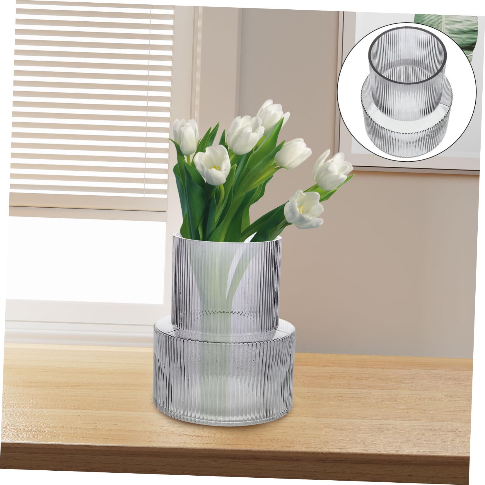 ABOOFAN Vase Propagation de Plantes Facile à Nettoyer en Verre Côtelé Transparent Moderne et Élégant Décoration de Table à Manger