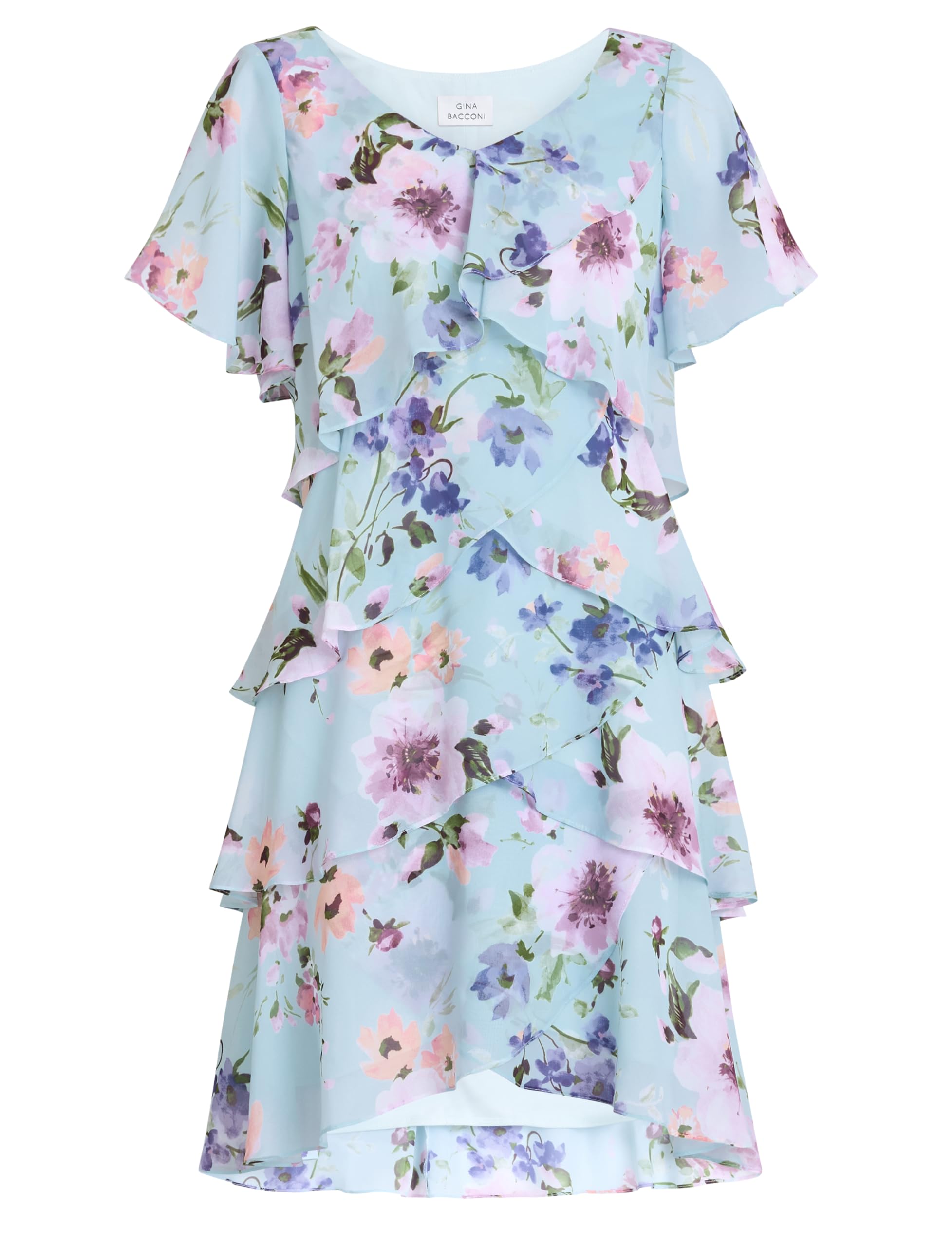Gina Bacconi Floral Tier Dress, Multi, 12