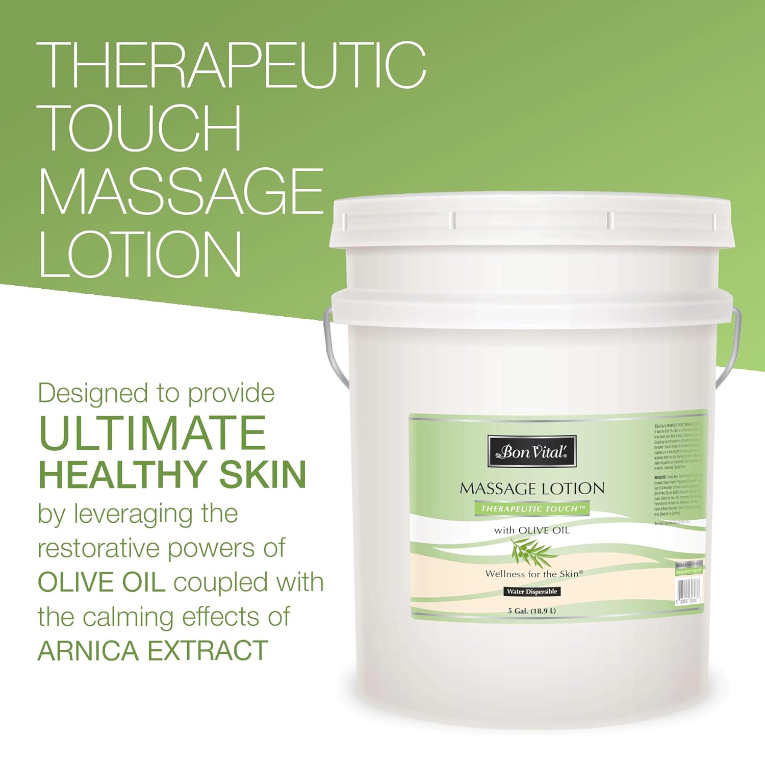 Bon Vital' Therapeutic Touch Massage Lotion, 5-Gallon, Olive Oil-Infused Moisturizing Lotion for Massage Therapy, Non-Greasy Skin Therapy for Clinics & Spas, Professional Grade, Unscented - Image 3