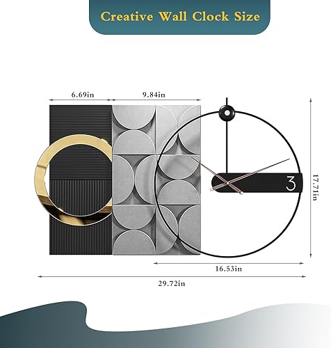 Miniatura 37 de Reloj de pared grande de 39 pulgadas, estilo nórdico naranja moderno, funciona con pilas, reloj decorativo de metal silencioso para sala de estar