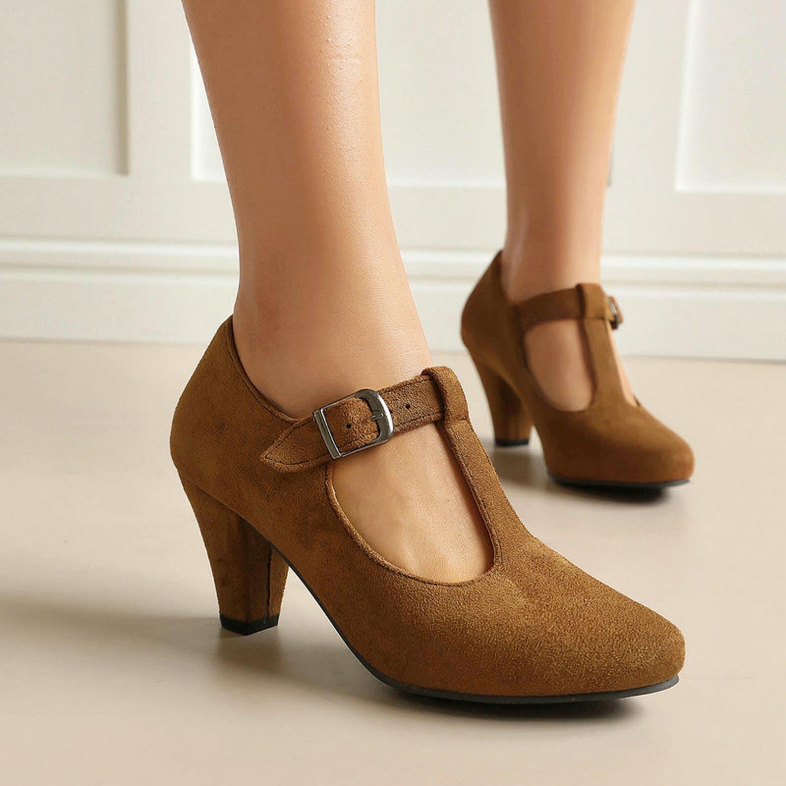 Scarpe Oktoberfest Donna Mary Jane T-Bar Velluto Tacco Grosso | Décolleté Dirndl con cinturino T-bar, scarpe vintage in velluto stile bavarese per festa della birra, matrimonio e party