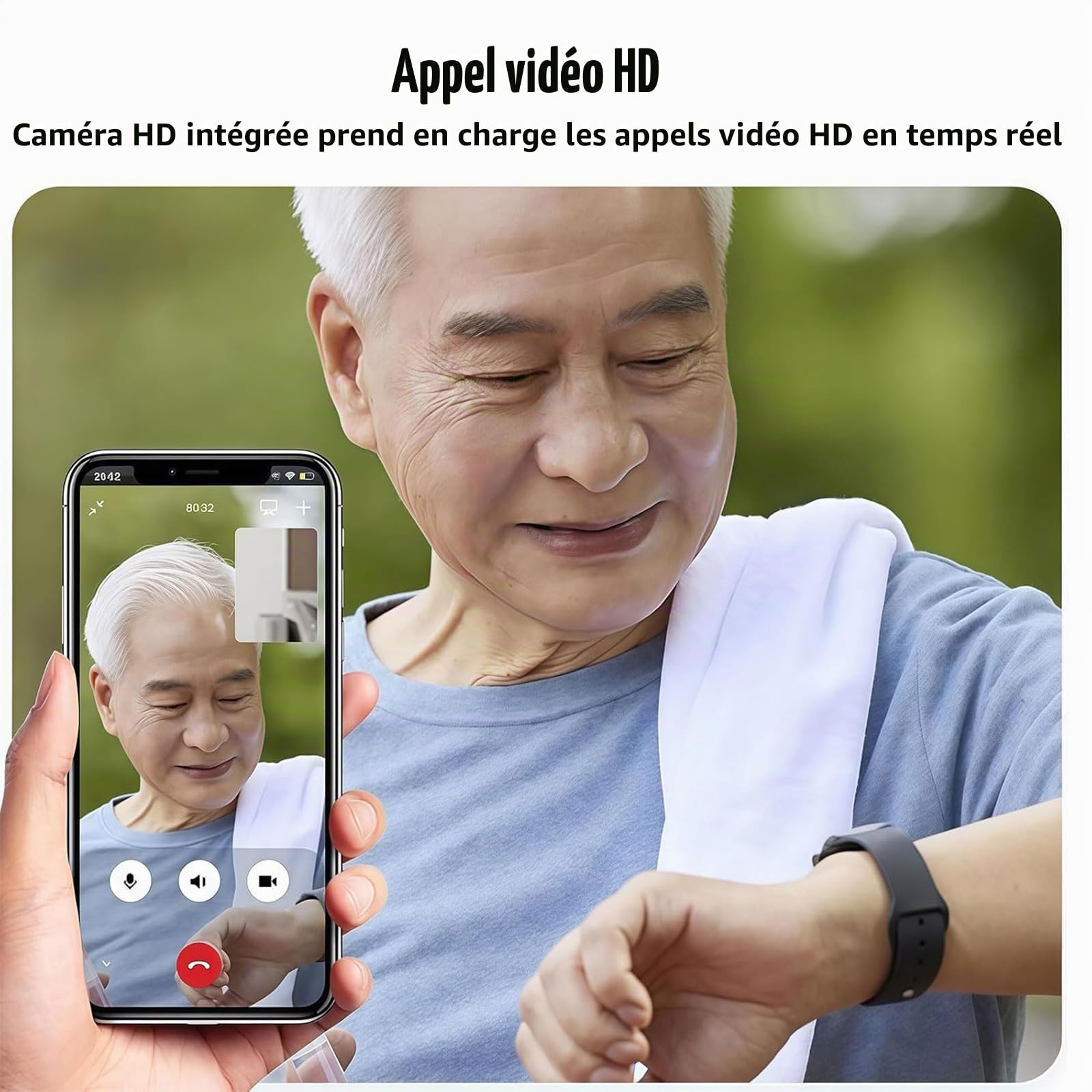 Montre intelligente avec détection de chute pour senior avec SOS et GPS, montre pour personnes âgées avec surveillance de la santé, étanche IP67, bracelet d'alerte d'urgence pour Thanksgiving