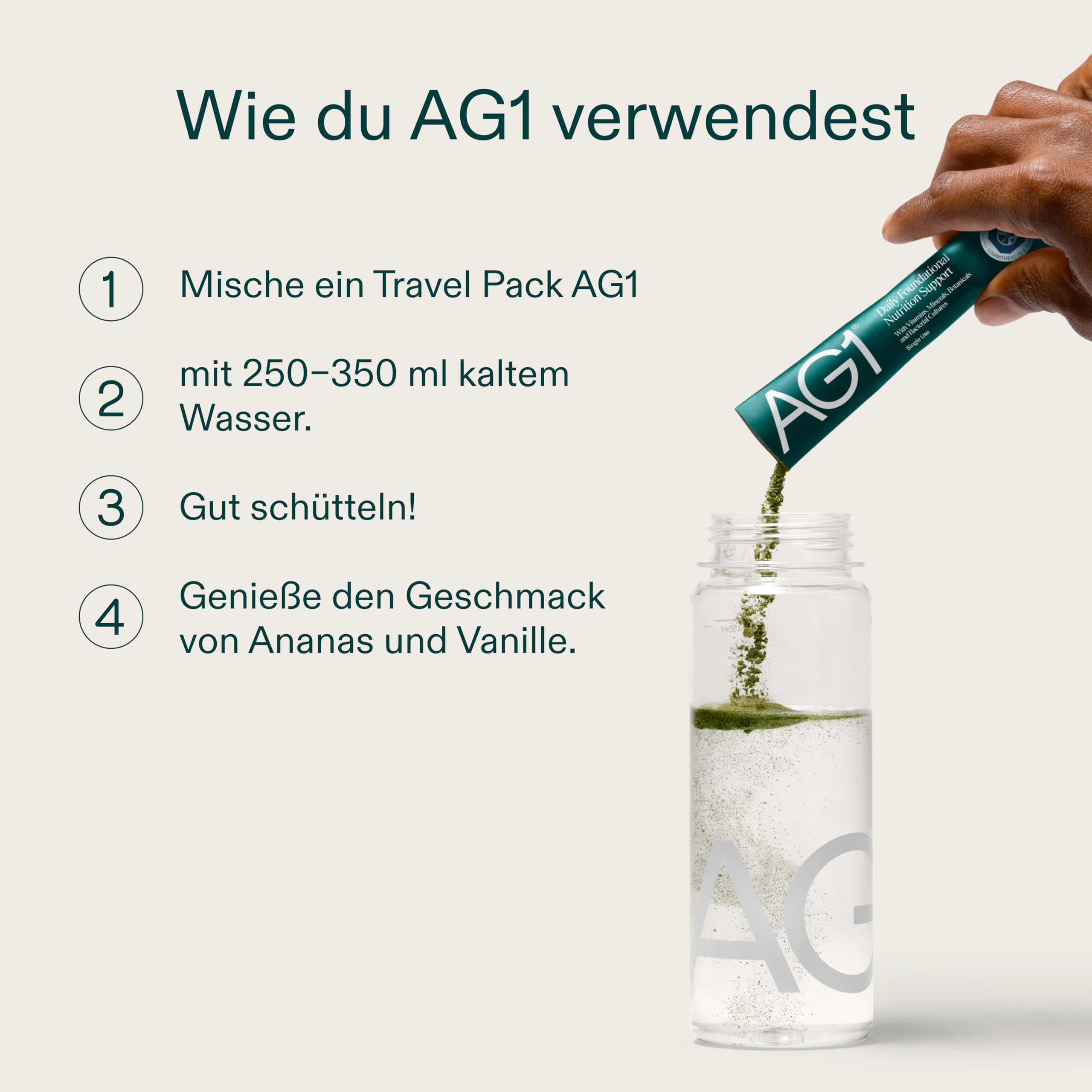 AG1 Greens Pulver Supplement | Täglicher Nährstoff-Boost: Vitamine, Mineralstoffe, gute Darmbakterien, Vegan & Keto-freundlich | (Travel Packs, 30 Stück, Nachfüllpackung ohne Shaker) - Refill