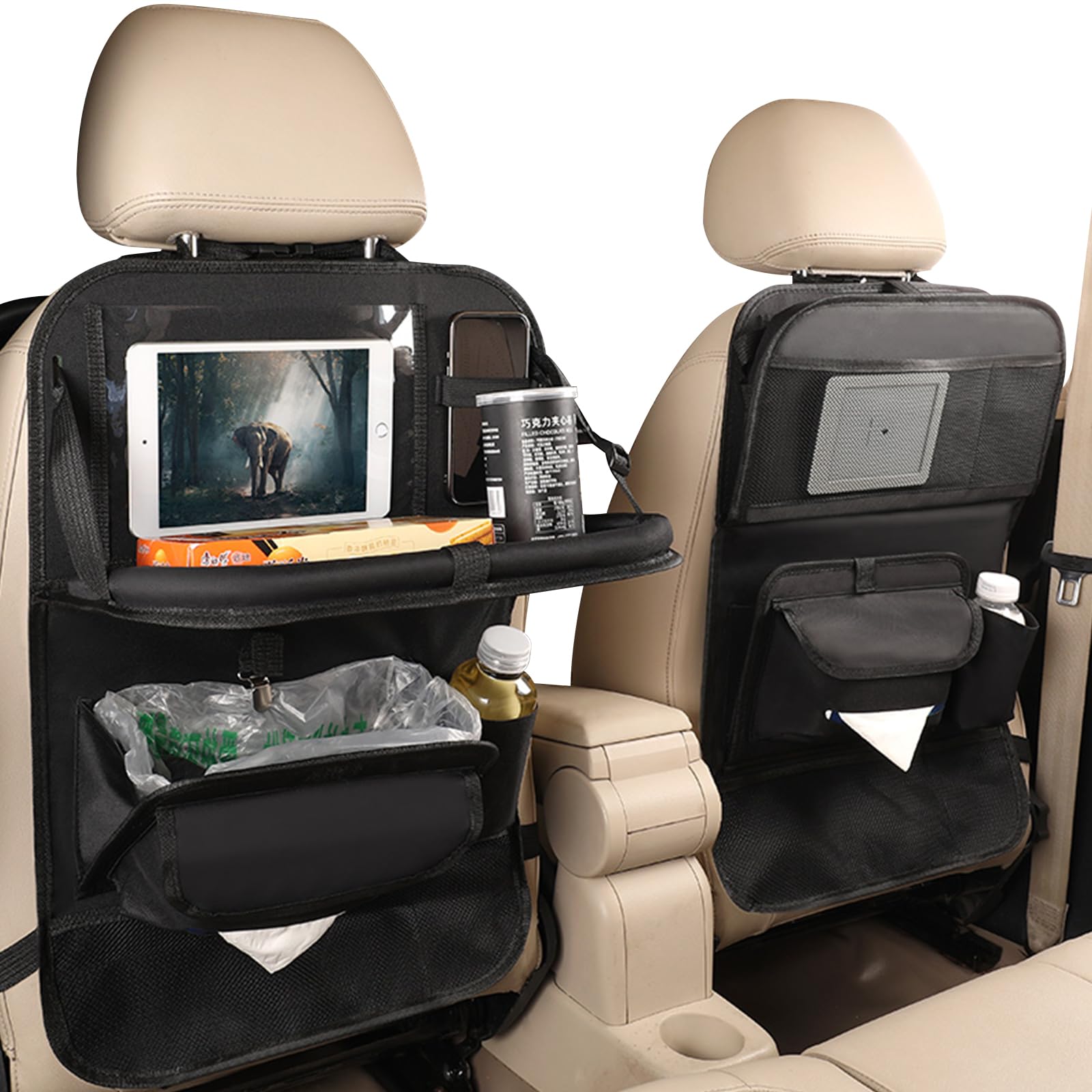 SURDOCA Lot 2 Organiseurs Voiture Enfants Avec Table Pliante - Protection Siège Arrière Tablette Et Poches