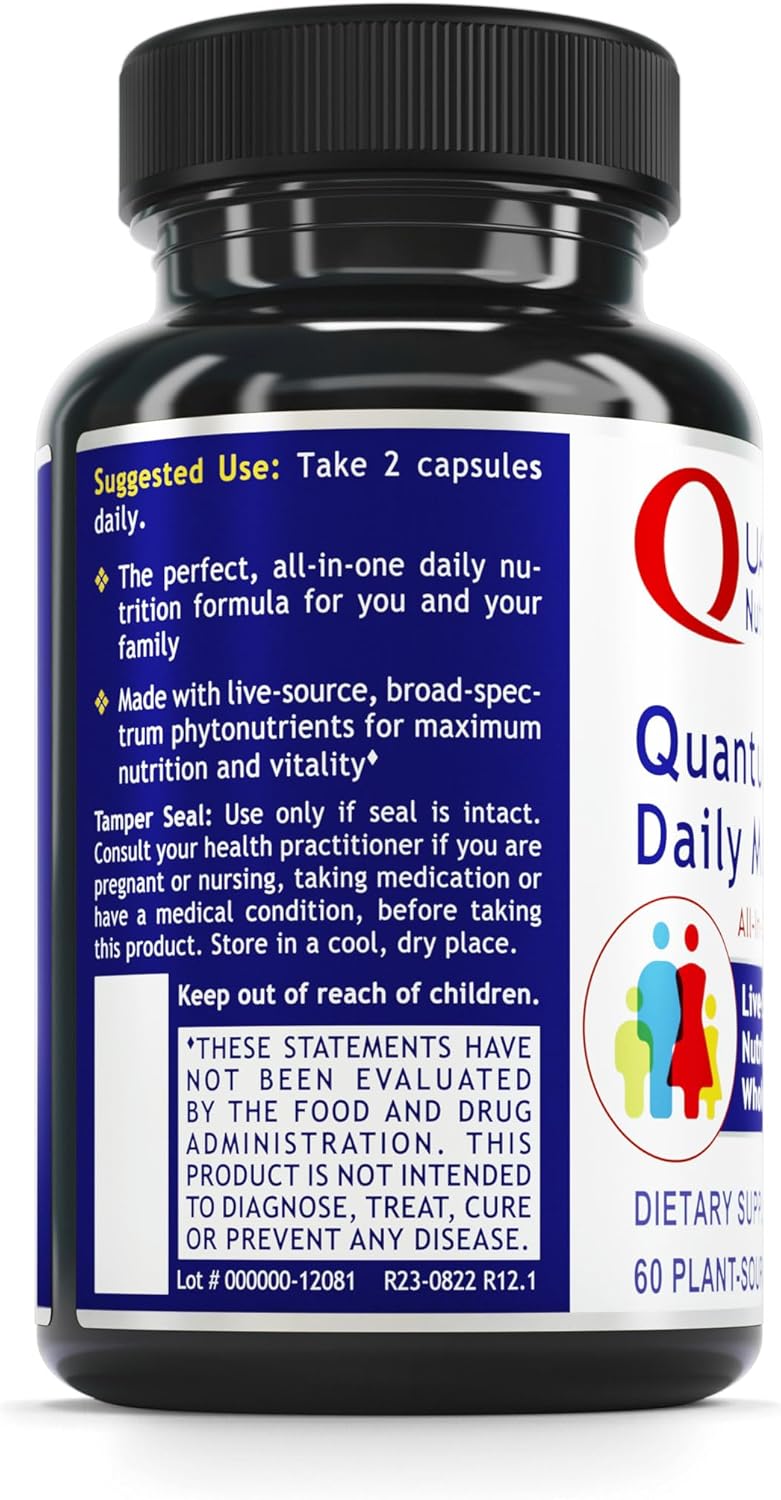 Quantum Nutrition Labs Daily Multivitamin - Multivitamin for Men and Women, Daily Nutrition Supplements with Calcium for Adults, Made with Cordyceps and Green Tea - 60 Vegetarian Capsules - Image 3