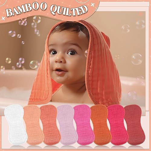 Miniatura 5 de Frienda - Toallitas de muselina para bebé, 8 unidades, de 10 x 20 pulgadas; toallitas de muselina de algodón, multicolor; con 4 capas absorbentes;