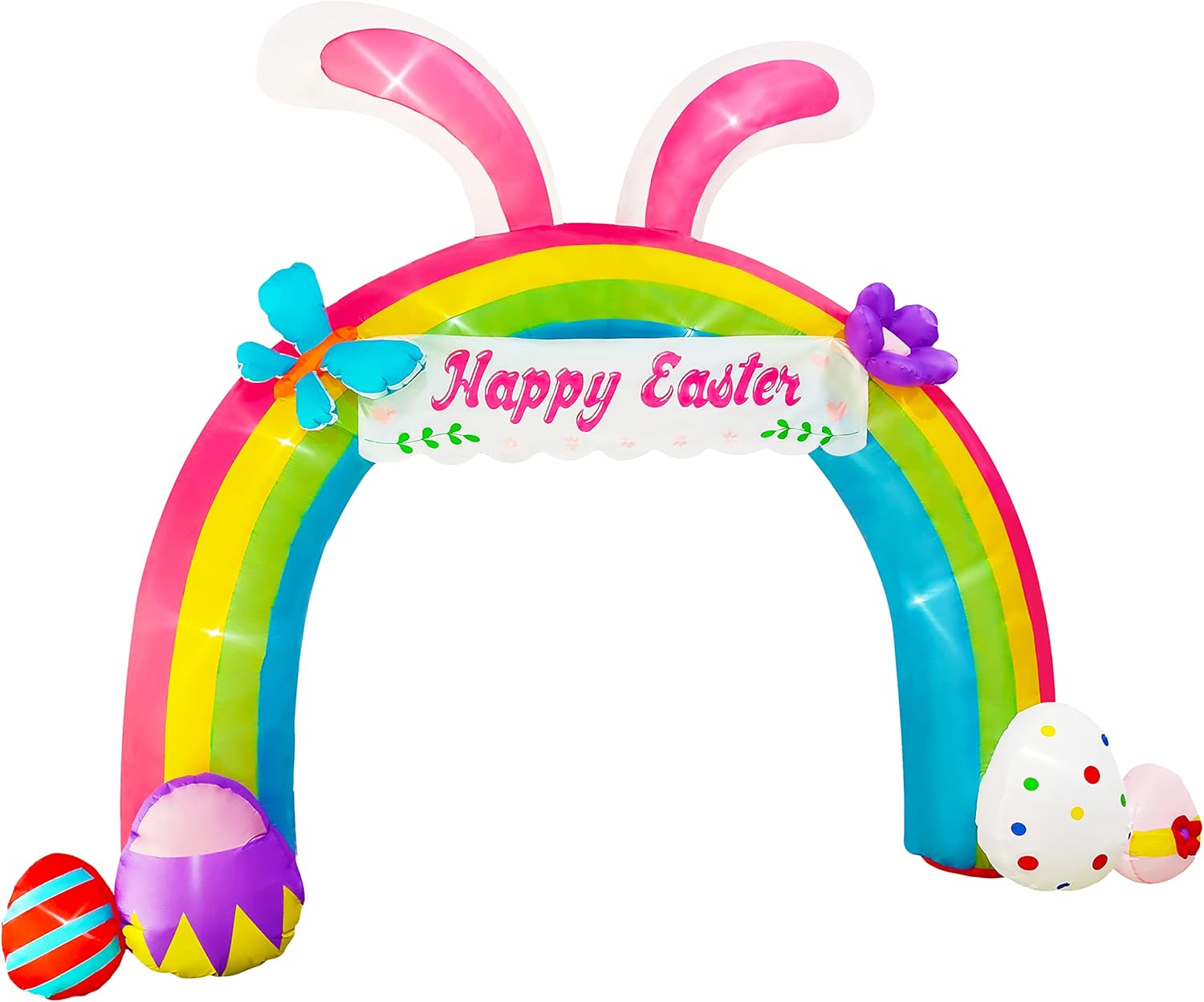 12ft Eeaster Inflatable Archway Decors with Built-in LED Easter Bunny Easter Eggs Archway for Easter Day/Outdoor/Yard/Lawn/Patio/Garden