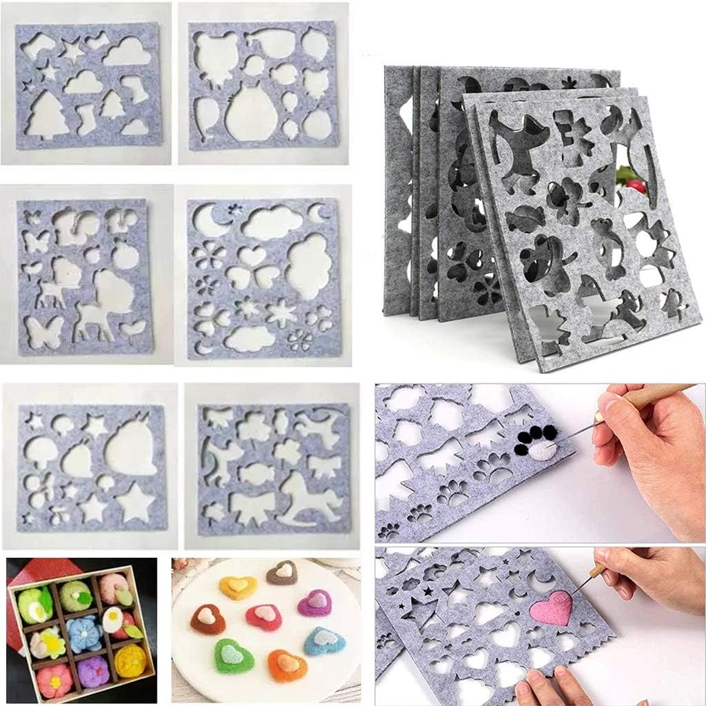 Pjeghbvop 6pcs Wool Felt Mold Needle Felting Craft Stencil Applique Needlework Tool Handicraft Sewing Accessories Baking Mold Paw