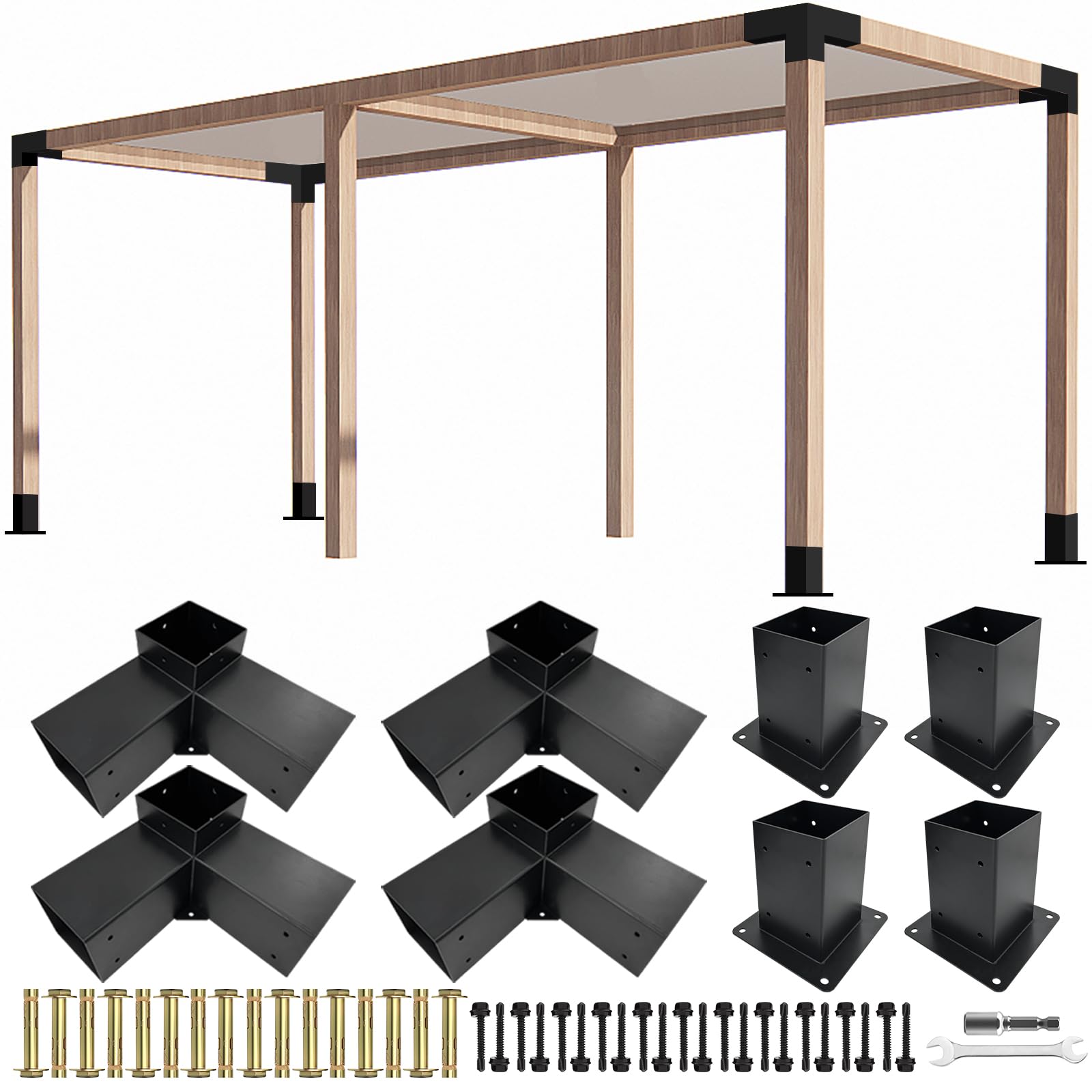 Amazon.com: ITeVe.GD 3-Way Pergola Brackets Kit,DIY Right Corner ...