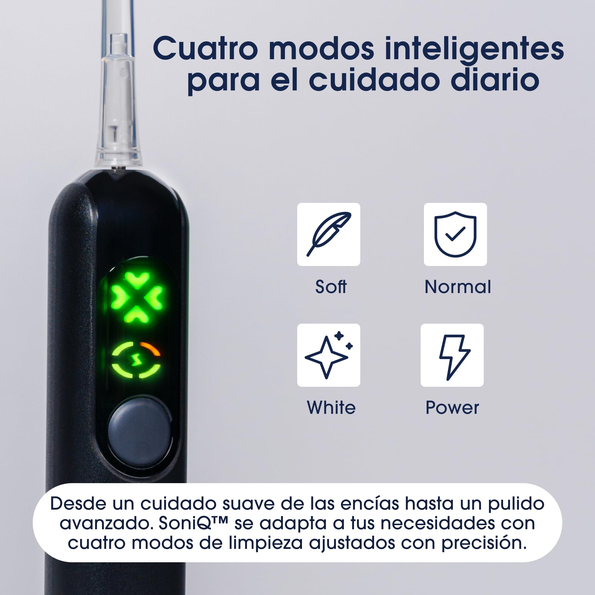 ZENT SoniQ Cepillo de dientes eléctrico sónico 2en1 | Ultrasonido 38.400 VPM Oscilación, IPX7, 4 modos, cepillo electrico con LCD, estuche de viaje, cable USB-C, 30 días batería