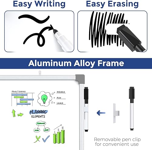 Miniatura 6 de MaxGear Pizarra de borrado en seco para pared, pizarra blanca magnética de 36 x 24 pulgadas, pizarra blanca grande de doble cara, para colgar para