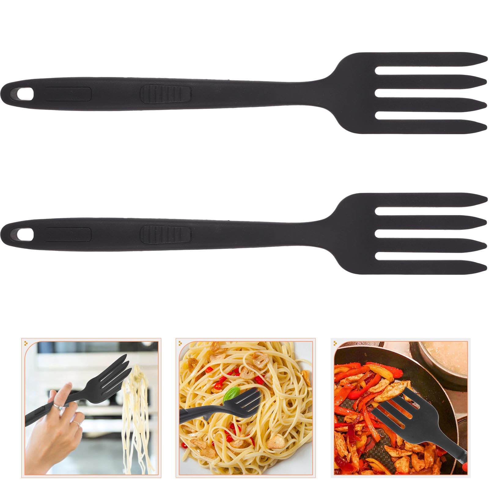 Forchettone per Spaghetti Forchetta da Cucina 2 in Silicone Resistente All'usura Manico Comodo e Facile da Pulire, per Hotel