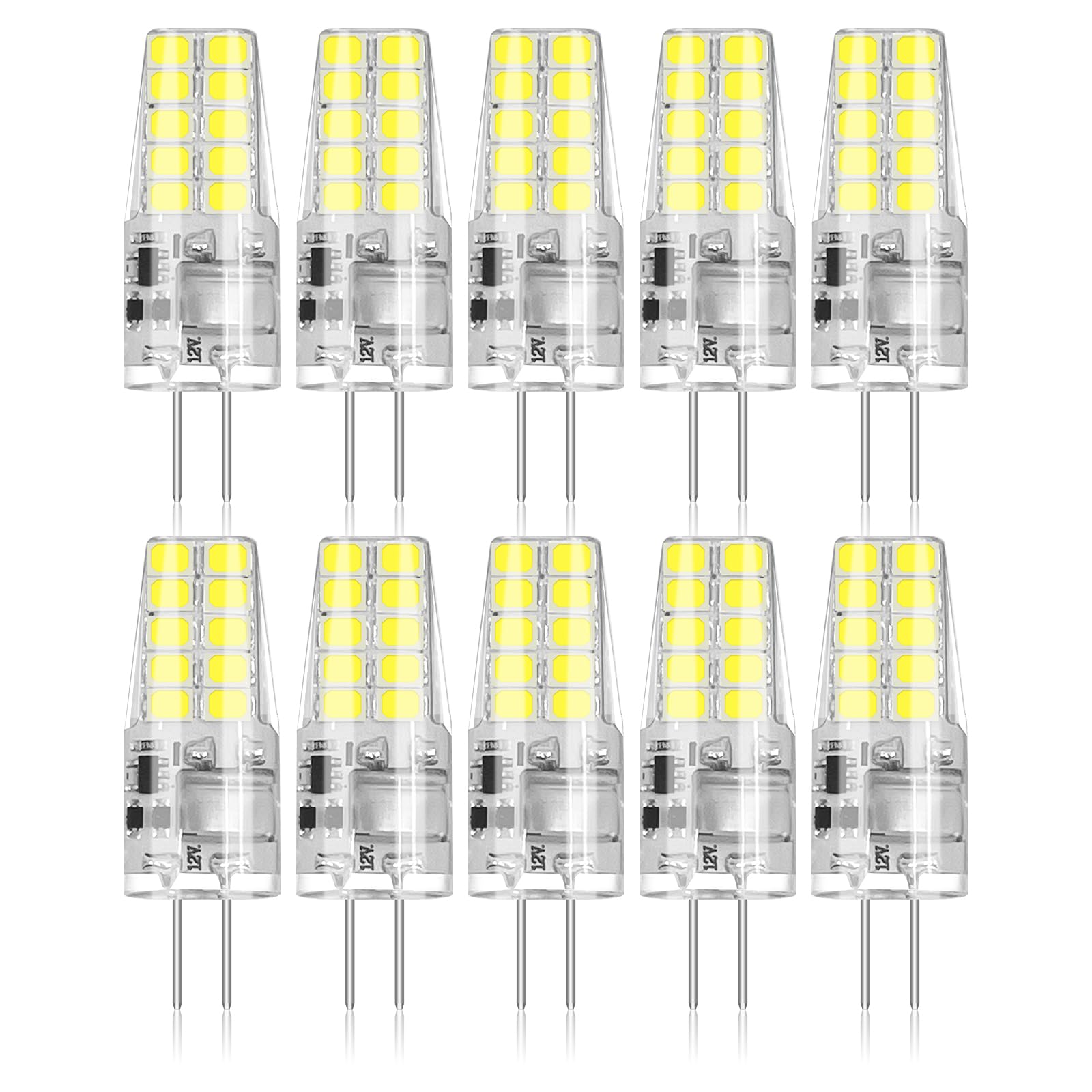 Photo 1 of **3 MISSING** BUBO 10 Pack G4 LED Bulb 2W Equivalent 30W 6000K Daylight 250 Lumens 360°Beam Angle, T3 Halogen Bulb Replacement Landscape Bulbs, AC/DC 12V Led Lights G4 Bi-Pin Base for Outdoor Landscape Lighting
