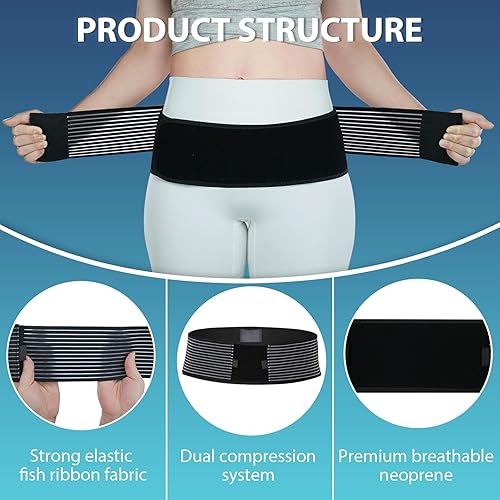 Miniatura 3 de Nvorliy Cinturón de articulación SI  Cinturón sacroilíaco para mujer, cinturón de ciática  Cinturón ajustable para cadera soporte para dolor de