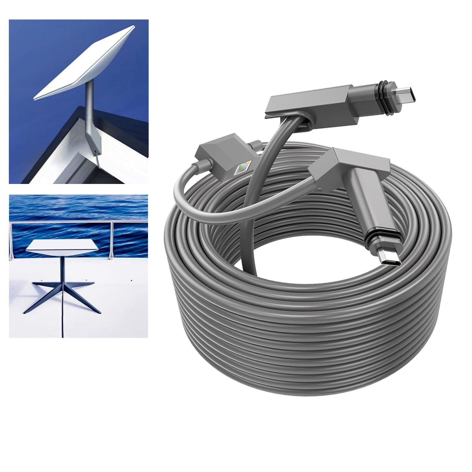 Câble pour Gen 2 de 15 M avec Adaptateur Ethernet RJ45 Femelle, Câble de Remplacement Satellite Câble de Connexion Réseau, Rallonge de Câble pour V2