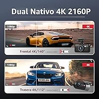 Vista 2 de Miofive Dash Cam - Cámara delantera y trasera para automóvil, 4K+4K, WiFi, Bluetooth, con tarjeta SD de 64 GB, cámara dual para auto con monitoreo
