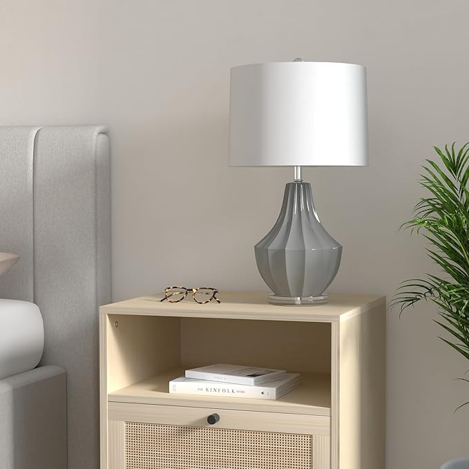 JONATHAN Y JONATHAN Y JYL8018B Tate 24.5" Ceramic LED Table Lamp Contemporary Transitional Bedside Desk Nightstand Lamp for Bedroom Living Room Office College Bookcase LED Bulb Included, Gray photo 2