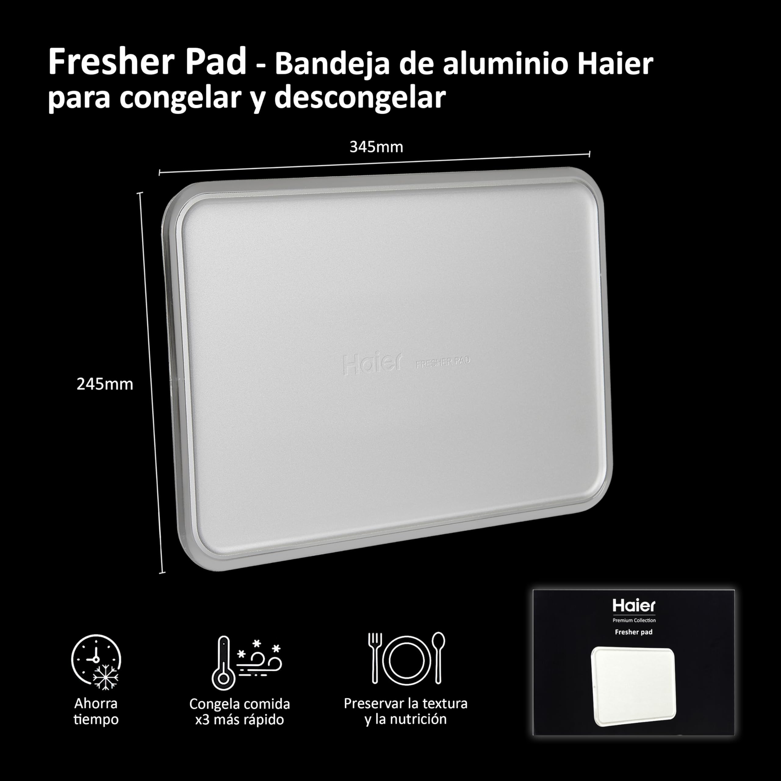 Haier Fresher Pad Bandeja de Aluminio para el congelador, acelera el congelamiento y el descongelamiento de Alimentos, conserva los Alimentos congelados Frescos y saludables