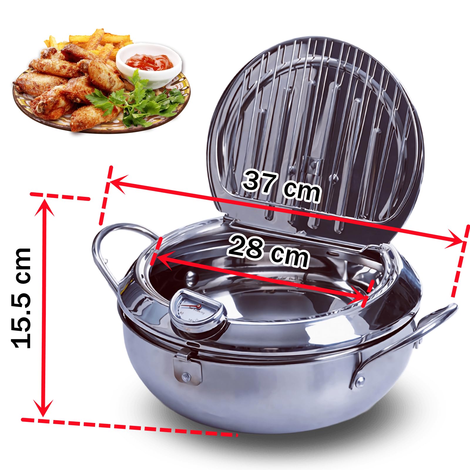 Qivine Japanse frituurpan, inductie, 4,2 l, kleine friteuse met