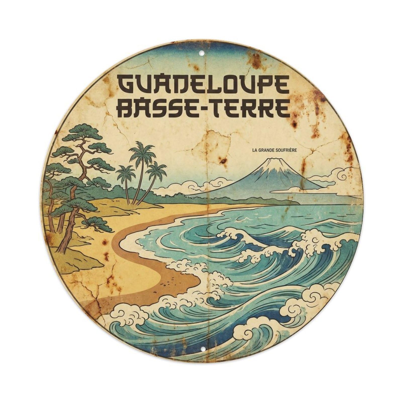 Guadeloupe Baseterre Island Resort Classic Illustration Metal Tin Sign